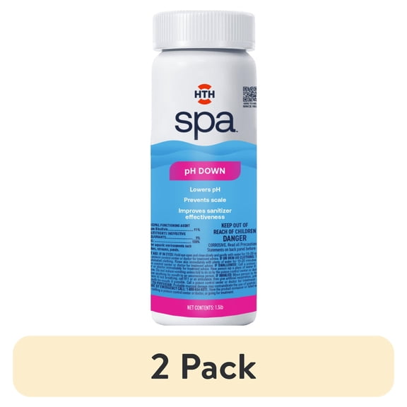(2 pack) HTH Spa Care pH Down — Powder, 2.5 lb — Pool and Spa pH Decreaser to Balance Water Chemistry