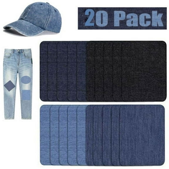 (2 pack) HTVRONT DIY 20 Pieces 3" by 4" with 4 classic colors Multi-Color Value Pack Fabric Iron-on Patches and Other Items