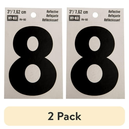 (2 pack) HY-KO 3" Reflective Vinyl Number 8