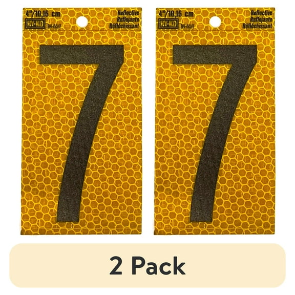 (2 pack) HY-KO 4" Yellow Self-Adhesive Reflective Number 7