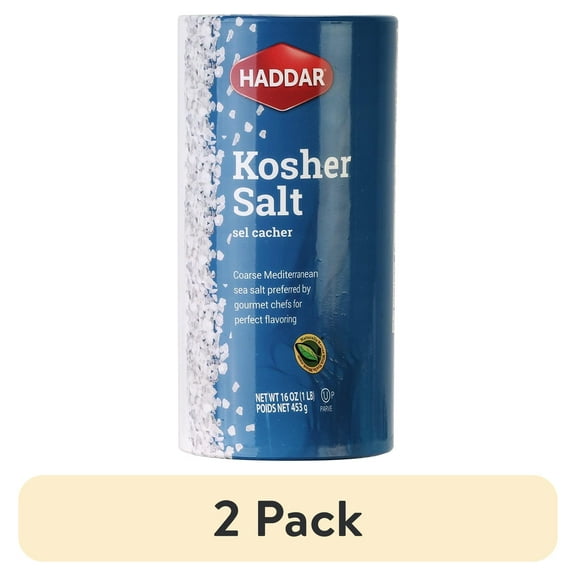 (2 pack) Haddar Kosher Salt, 16 oz
