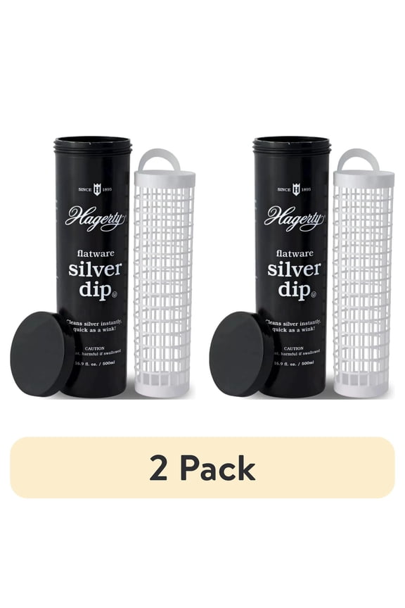 (2 pack) Hagerty 17245 Flatware Silver Dip, 16.9 fl.Oz, Black