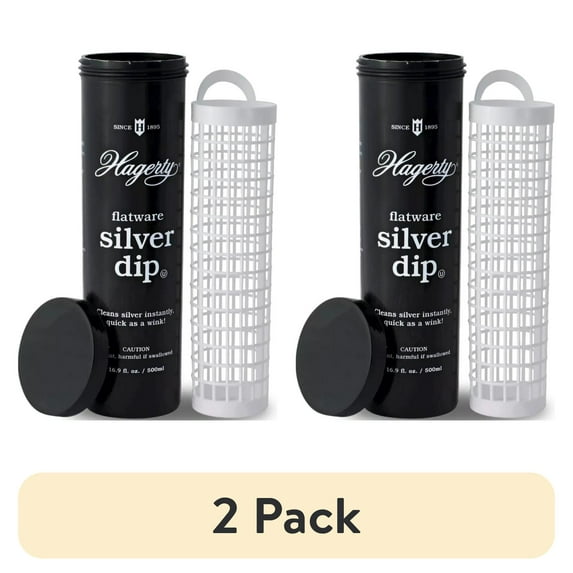 (2 pack) Hagerty 17245 Flatware Silver Dip, 16.9 fl.Oz, Black