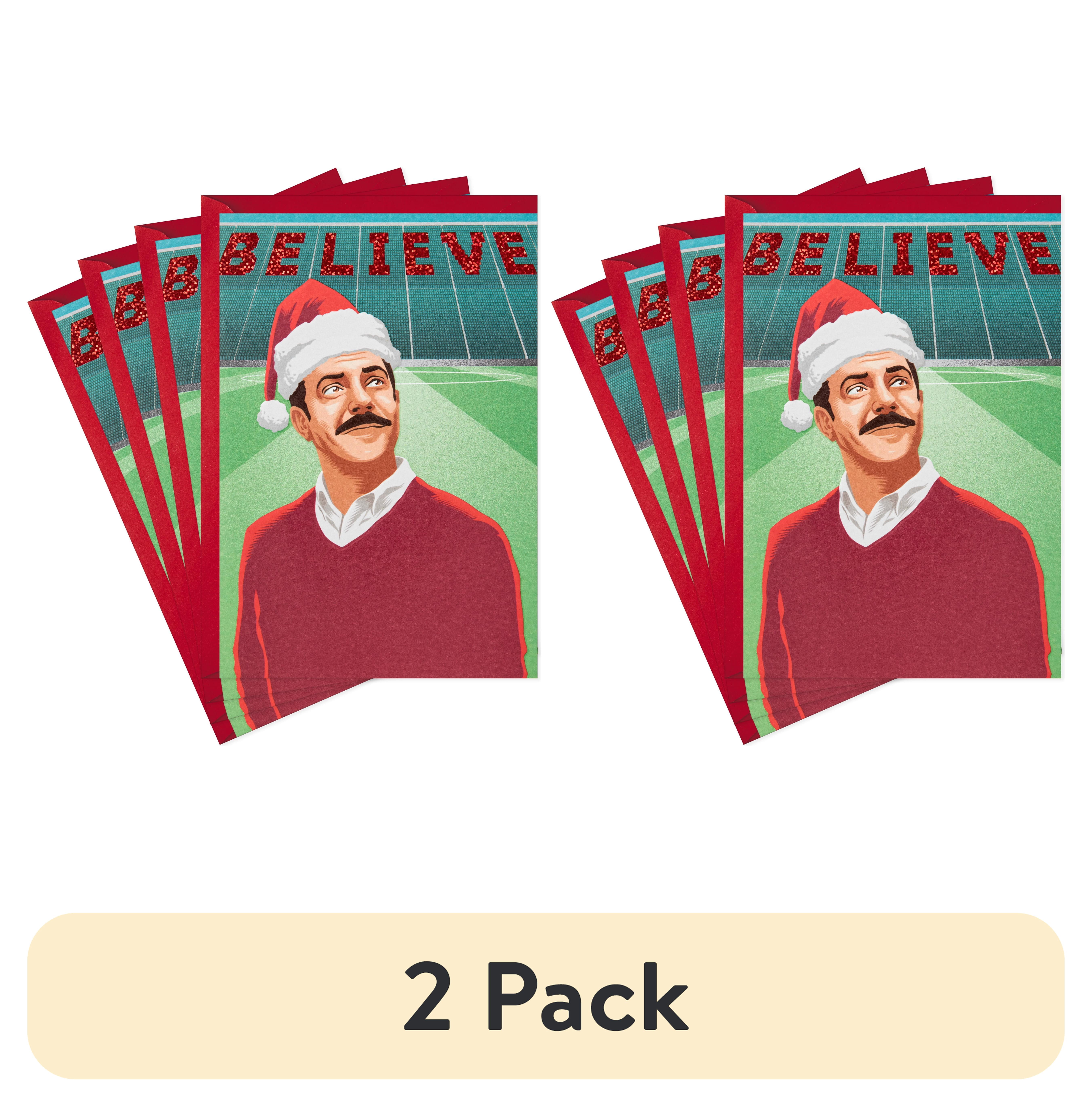(2 pack) Hallmark Pack of Ted Lasso Christmas Greeting Cards, Believe (4 Holiday Cards with Envelopes)