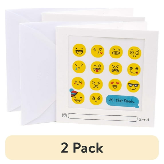 (2 pack) Hallmark Studio Ink Birthday Card (Emoji Stickers)
