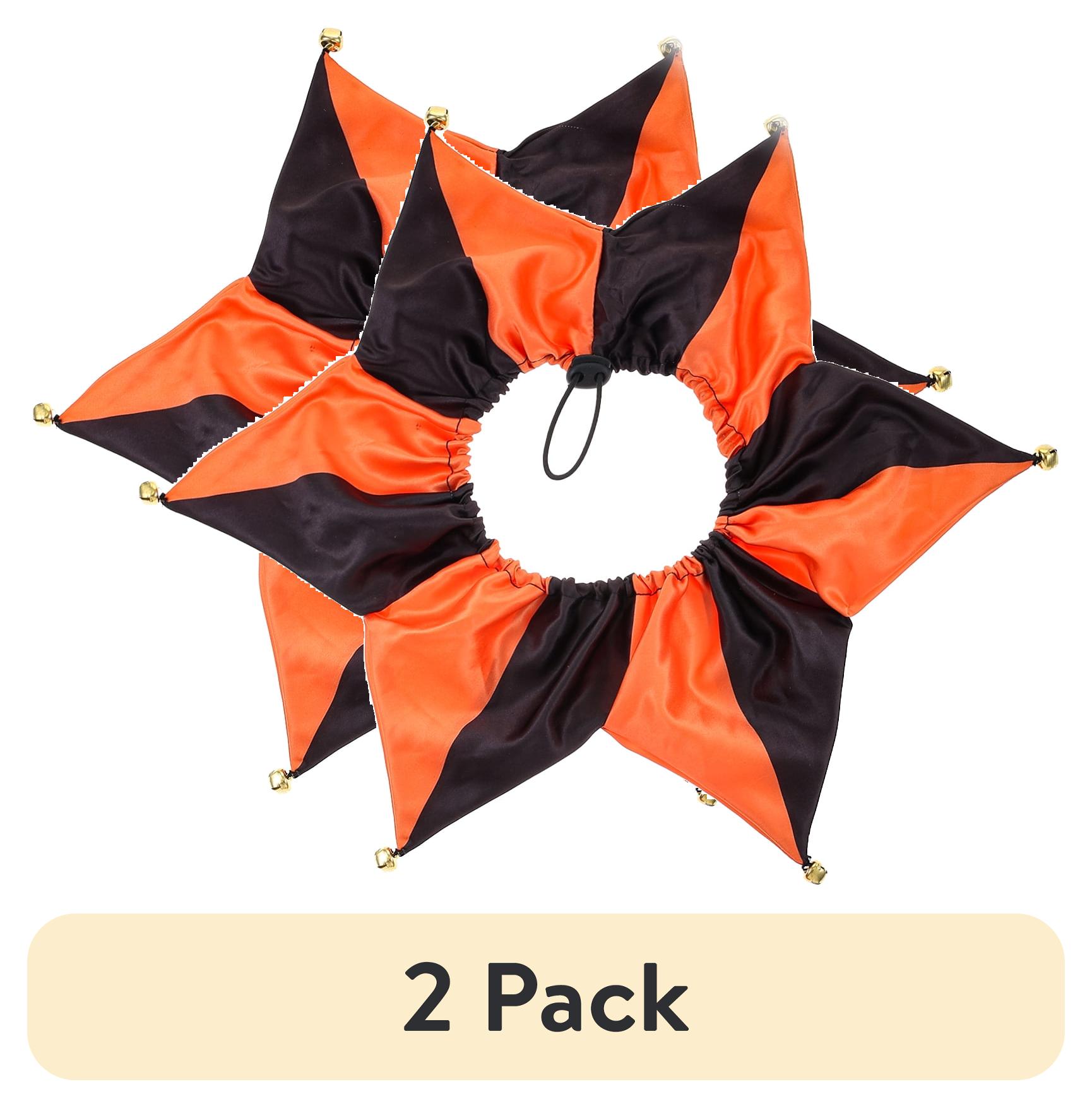 (2 pack) Halloween Pet Jester Collar and Scrunchie Orange, 2 Pieces