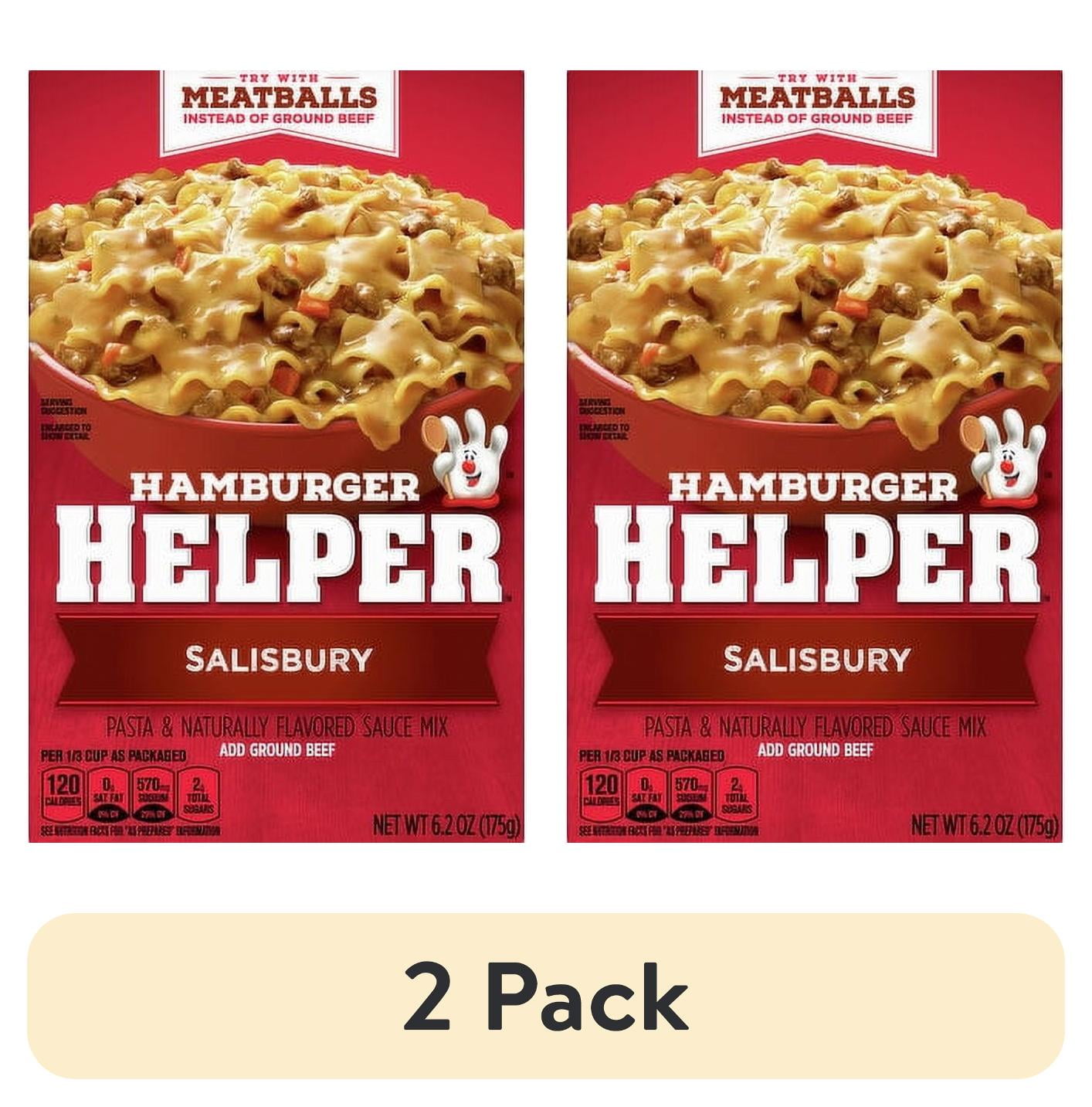 (2 pack) Hamburger Helper Pasta & Sauce Mix, Salisbury, 6.2 oz Box, Quantity of 2