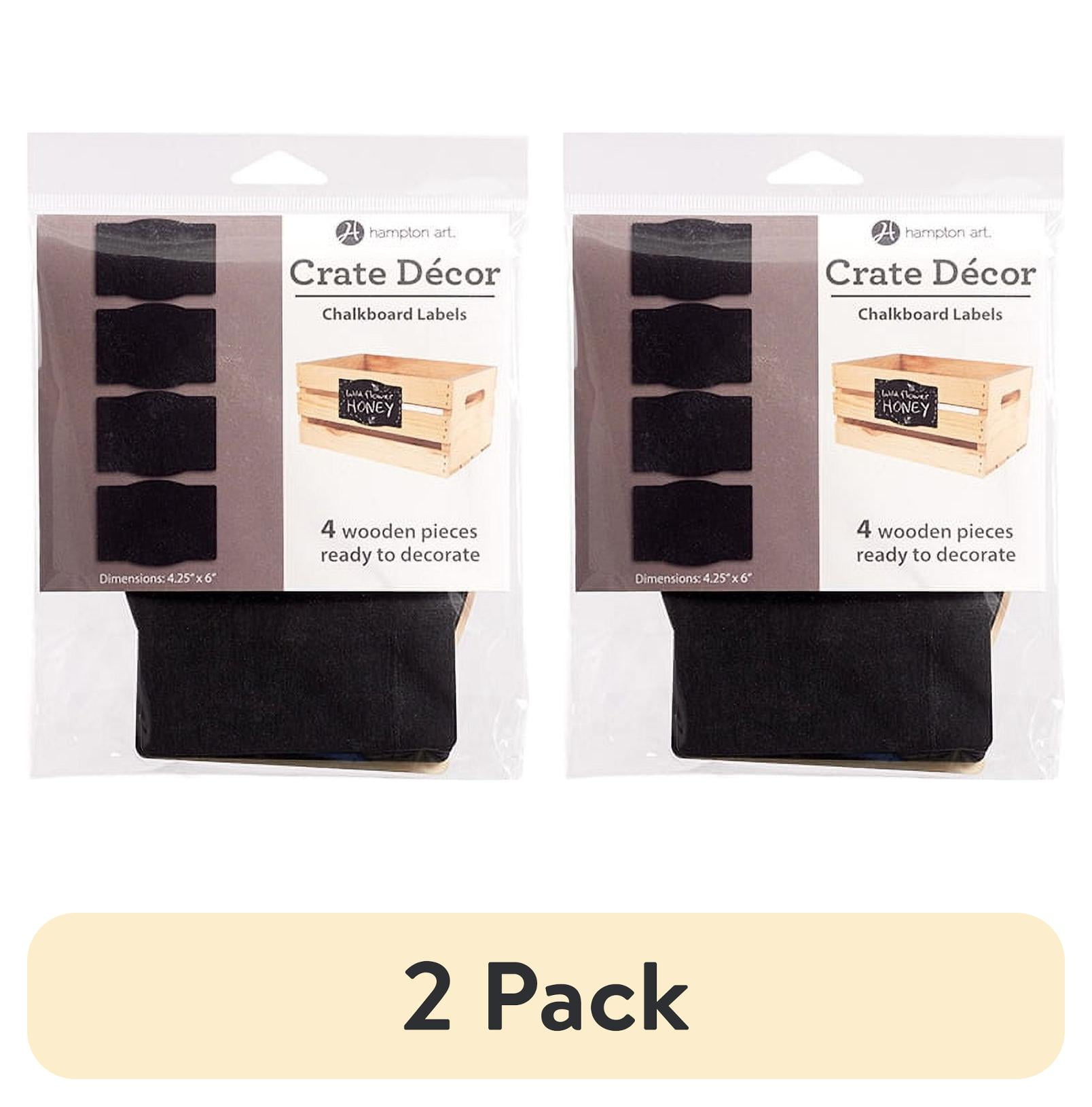(2 pack) Hampton Art Crate Décor Chalkboard Labels, 4 Wooden Pieces
