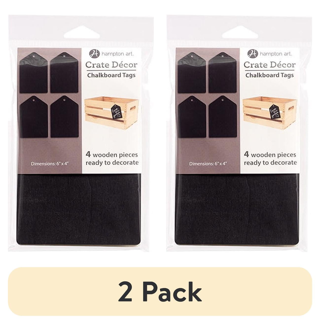 (2 pack) Hampton Art Crate Décor Chalkboard Tags, 4 Wooden Pieces