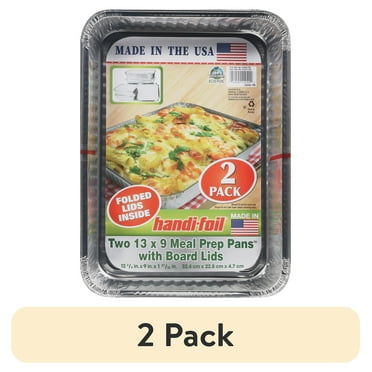 (2 pack) Handi-Foil 13 x 9 Aluminum Meal Prep Pans with Folded Lids, 2 Count per pack Take-Out Containers.