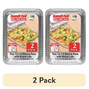 (2 pack) Handi-Foil Aluminum Meal Prep Pan w/ Folded Lid, 2 Count, 13" x 9"