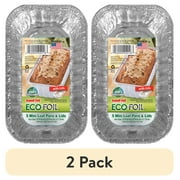 (2 pack) Handi-Foil Aluminum 5-inch Mini Loaf Pans with Lids, 5 Count Disposable for Easy Cleaning