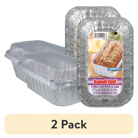 (2 pack) Handi-Foil Aluminum Mini Loaf Pans with Lids, 5 Count