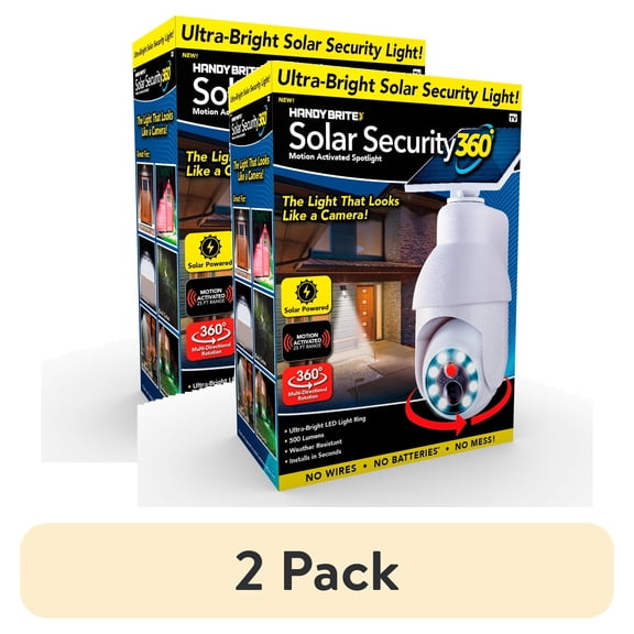 (2 pack) Handy Brite Solar Security 360 LED Light that Looks like a Camera with a Beam Spread of 120 Degrees.