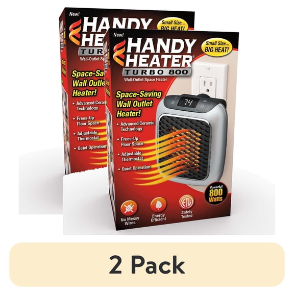 (2 pack) Handy Heater Turbo, Personal Electric Ceramic Space Heater, 800 Watts. New