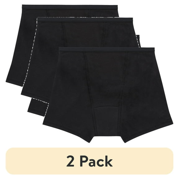 (2 pack) Hanes Comfort, Period. Women's Boxer Brief Underwear, Super Leaks, 2-Pack Assorted S