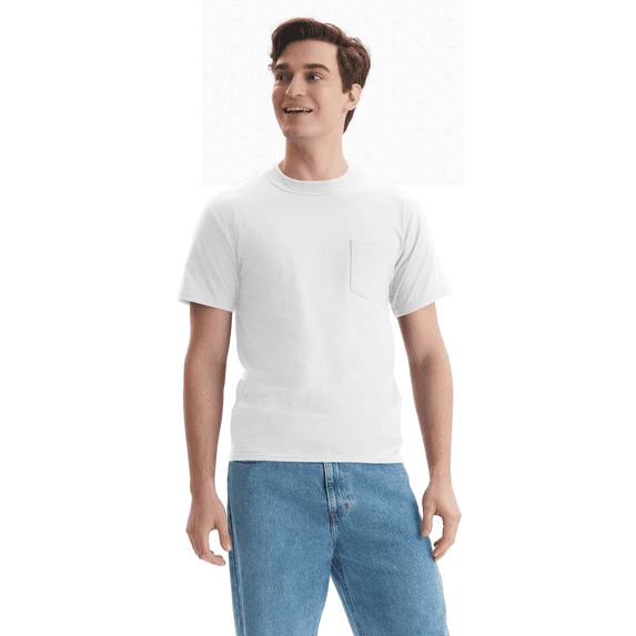 (2 pack) Hanes Men's Beefy-T Unisex Pocket T-Shirt, Sizes S-3XL