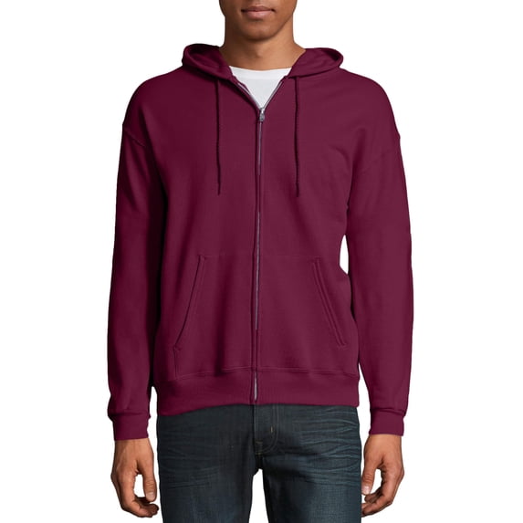 (2 pack) Hanes Men's and Big Men's Ecosmart Fleece Full Zip Hooded Jacket, up to Size 3XL