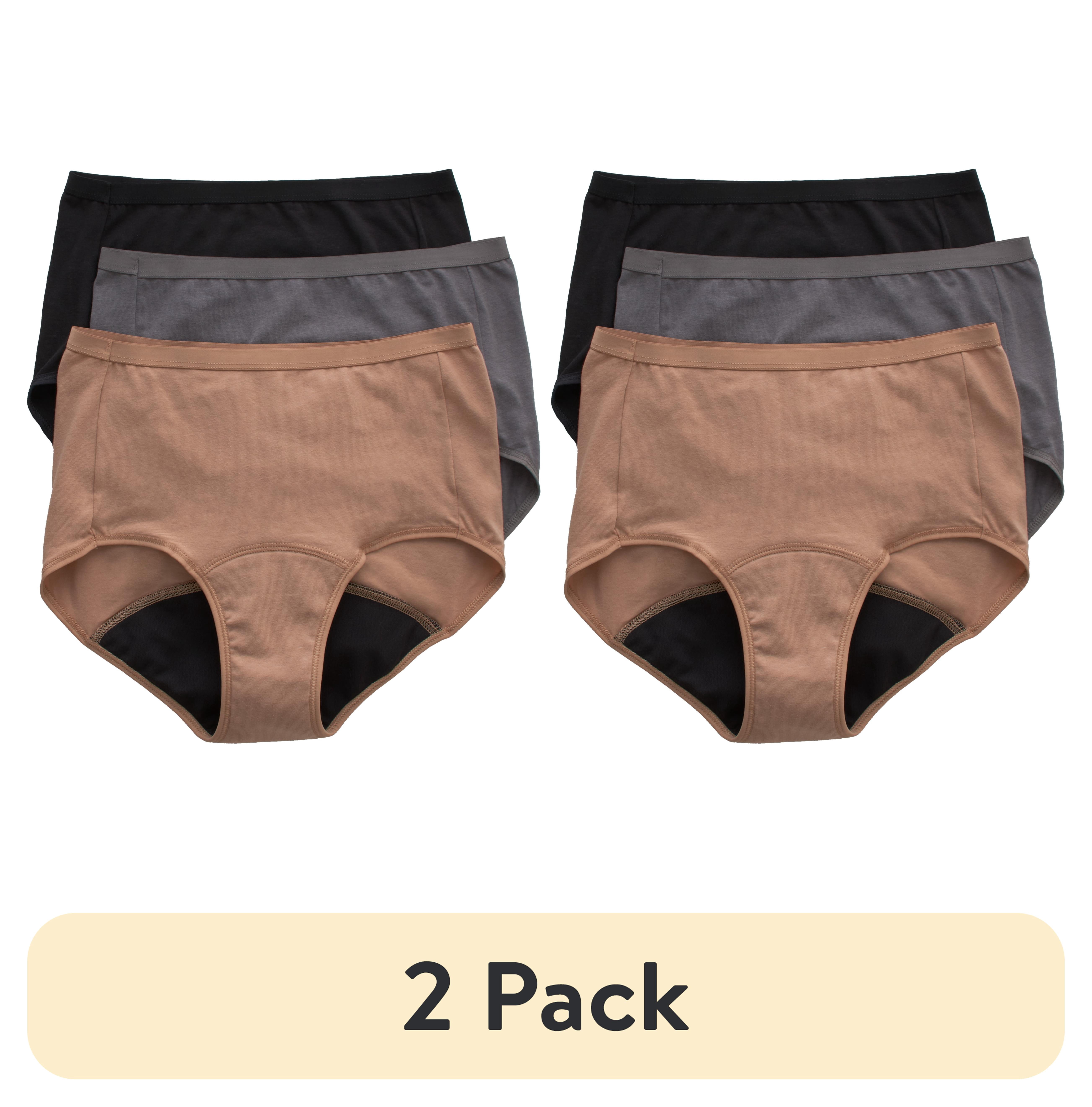 (2 pack) Hanes Womens Period Underwear 3-Pack, Comfort, Period Moderate Protection Period Panties, Period Underwear for Women