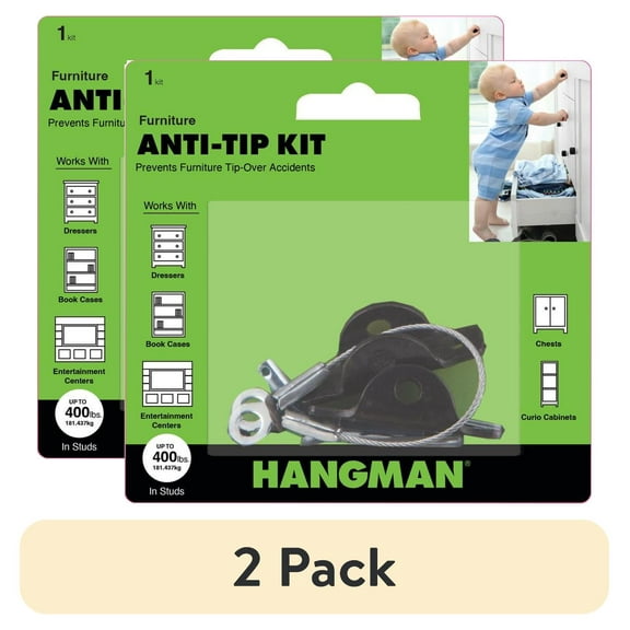 (2 pack) Hangman All Steel Furniture Anti Tip Kit - 1 Kit Includng Hardware - Holds 400 lbs.