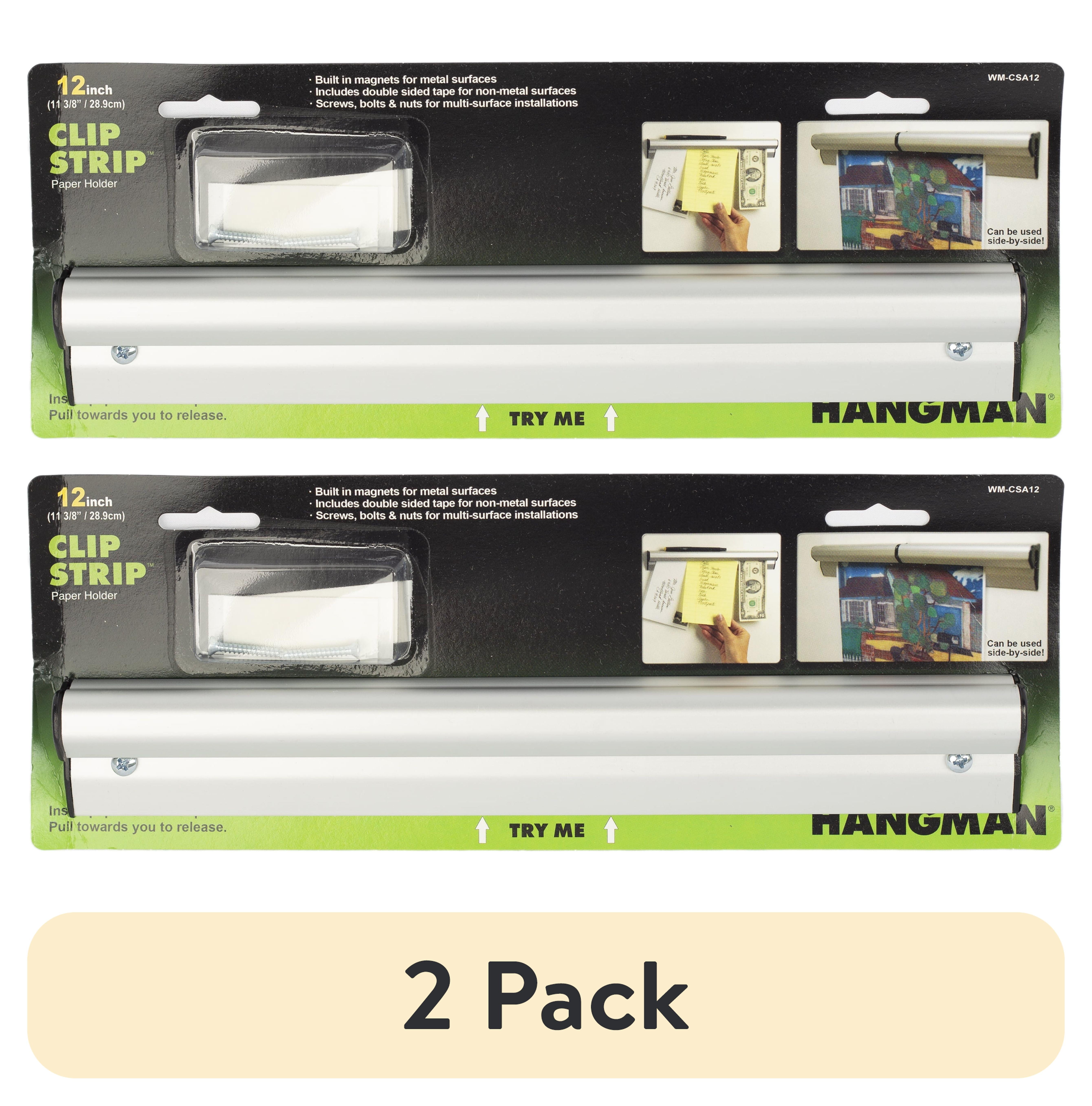 (2 pack) Hangman Clip Strip Note and Paper Holder - 12"