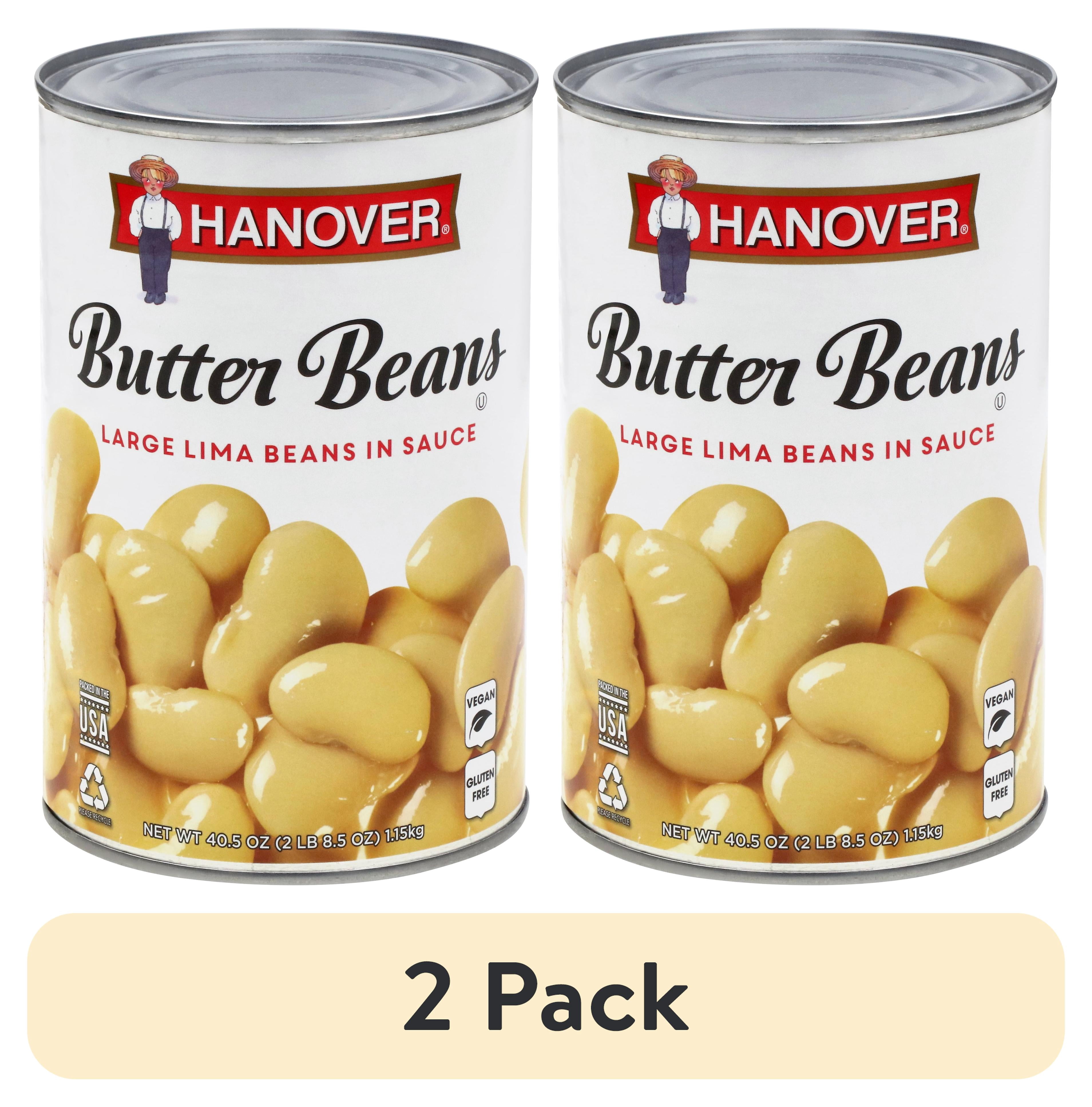 (2 pack) Hanover Butter Beans Large Lima Beans in Sauce, 40.5 oz Can – Family-Size Heat-and-Serve Side