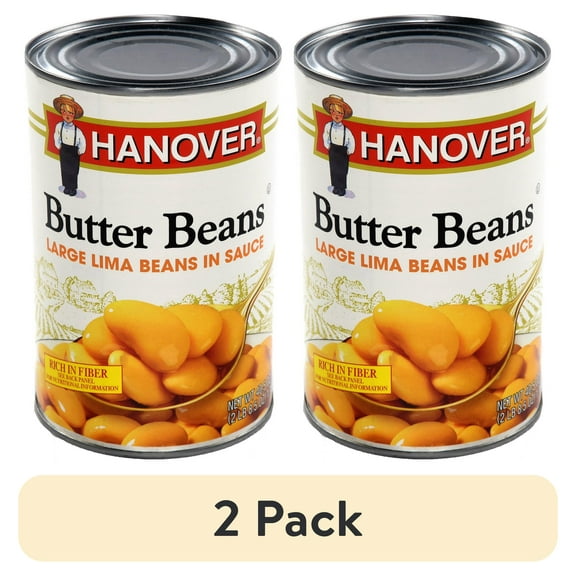 (2 pack) Hanover Butter Beans Large Lima Beans in Sauce, 40.5 oz Can Family-Size Heat-and-Serve Side