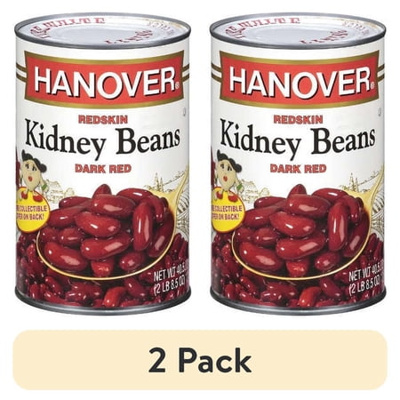 (2 pack) Hanover Redskin Kidney Beans Dark Red, 40.5 oz Can – Family-Size Seasoned Beans for Chili, Rice, and Sides