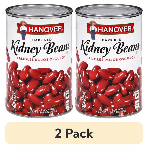 (2 pack) Hanover Redskin Kidney Beans Dark Red, 40.5 oz Can – Family-Size Seasoned Beans for Chili, Rice, and Sides