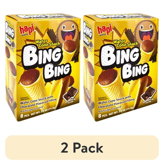 (2 pack) Hapi Bing Bing Crispy Cone Snack, Chocolate Flavor, 2.5 oz
