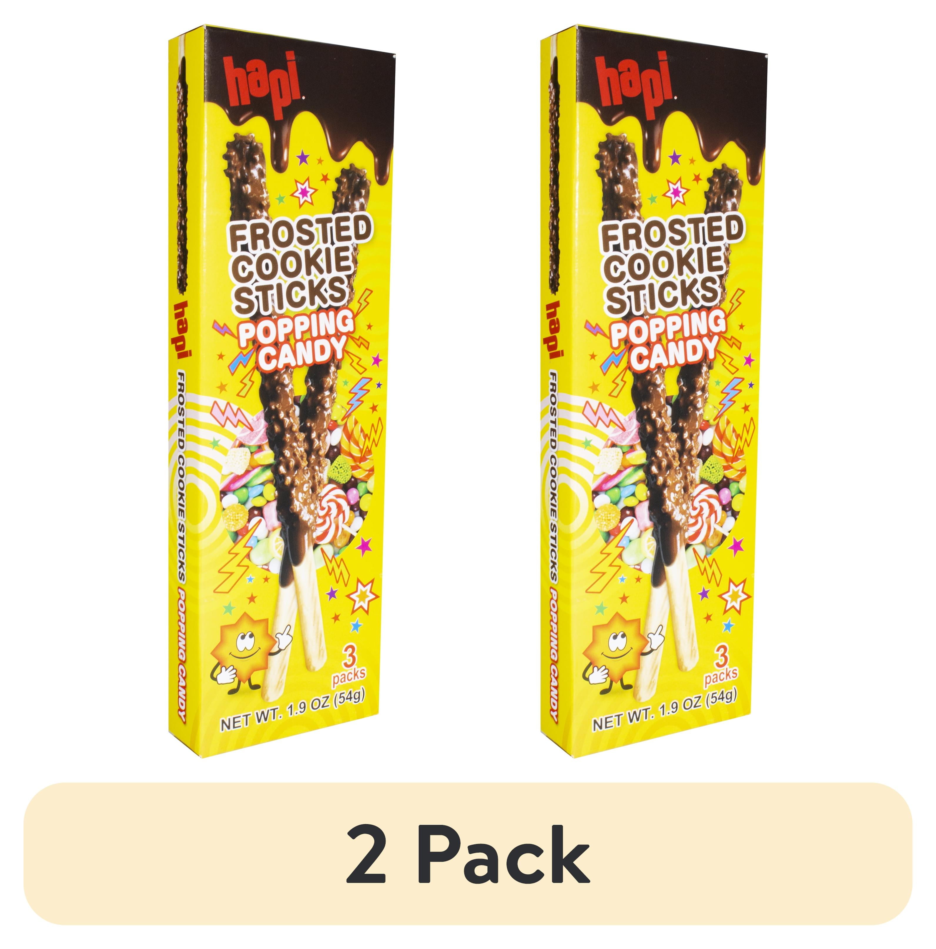 2 pack) Hapi Brand Chocolate Covered Popping Candy Cookie Stick