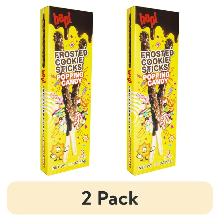 2 pack) Hapi Brand Chocolate Covered Popping Candy Cookie Stick