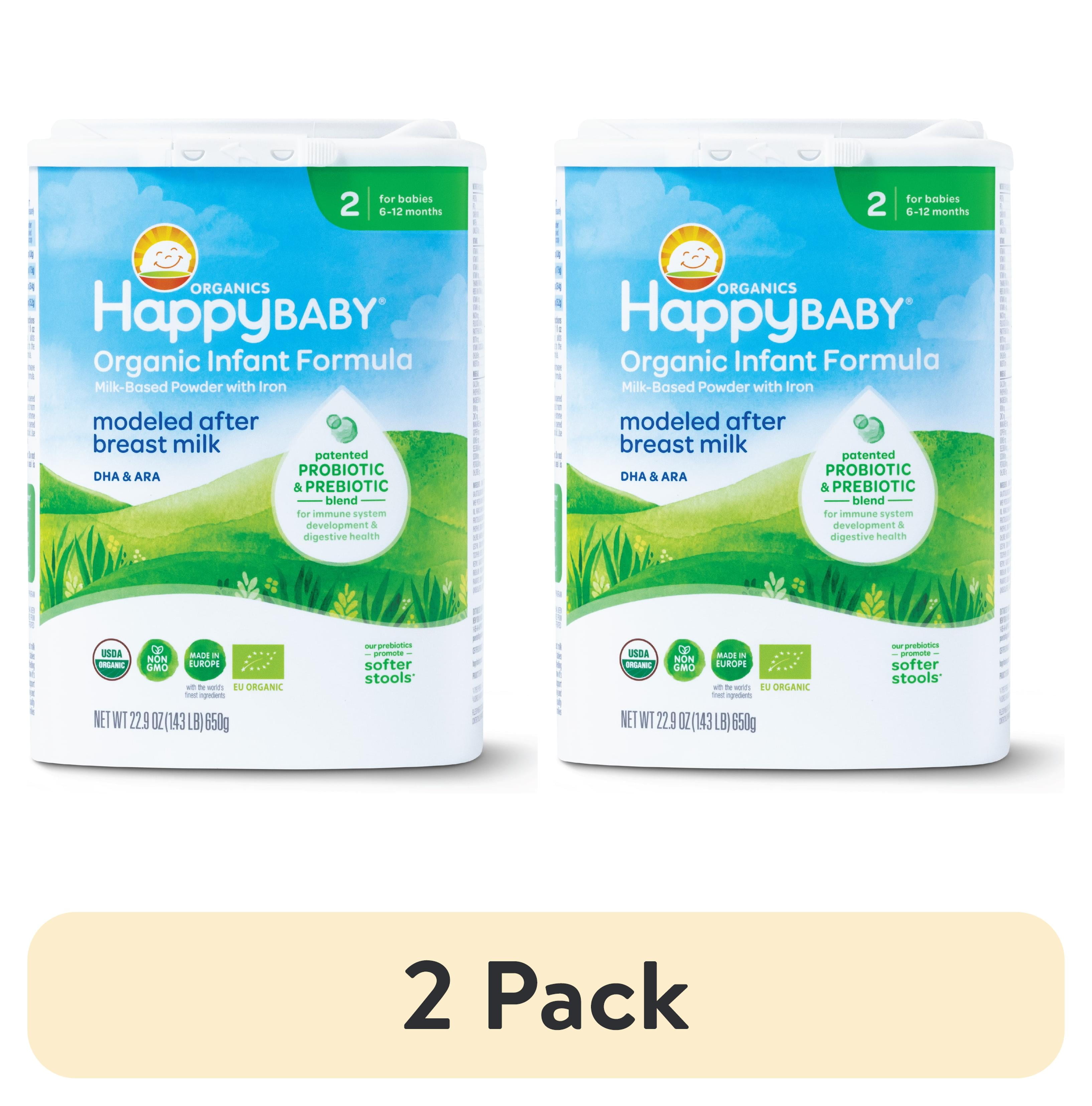 (2 pack) Happy Baby Organics Stage 2 Organic Infant Formula with Probiotic & Prebiotic Blend, 22.9 OZ Container UNIT