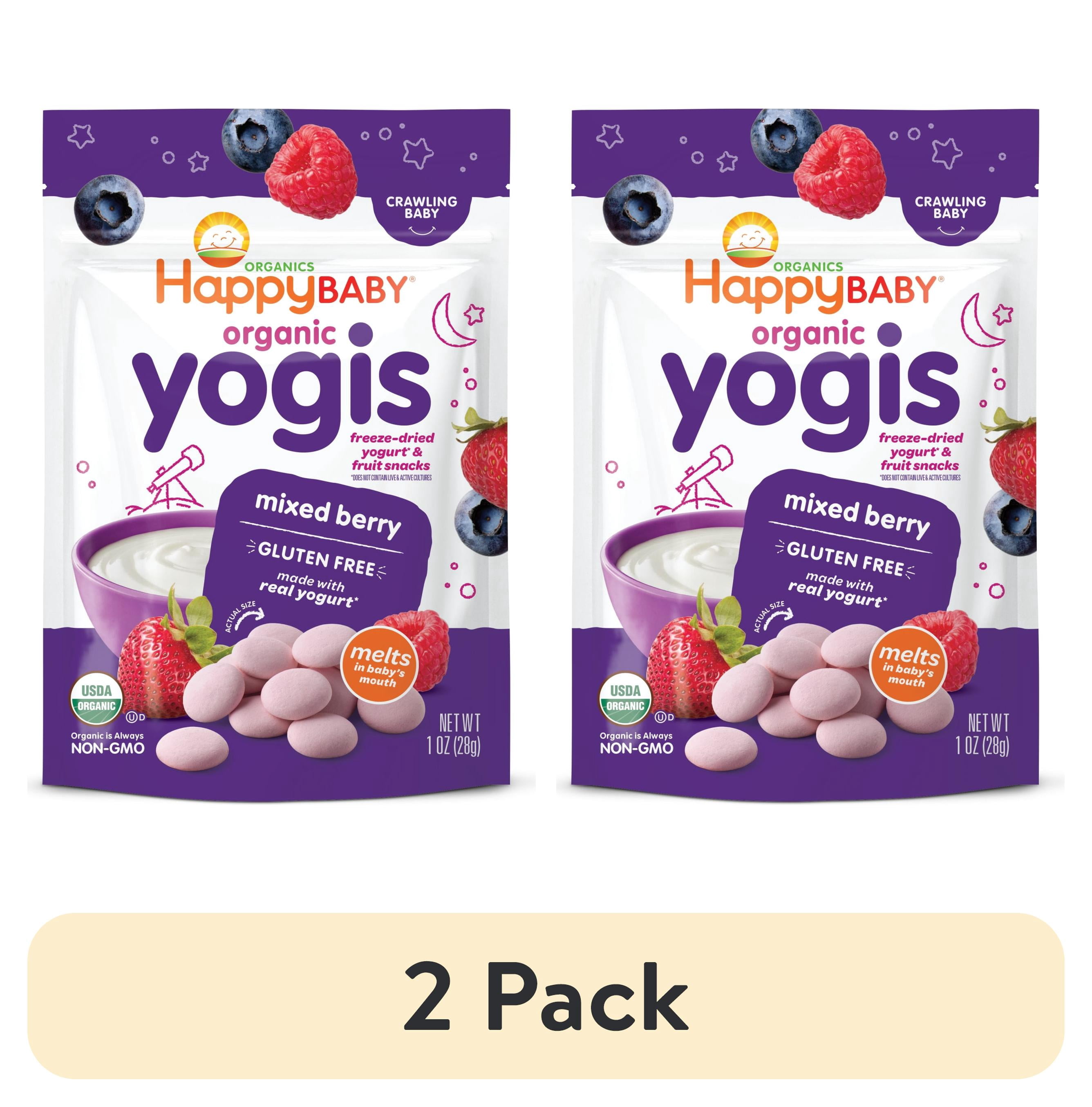 2 pack) Happy Baby Yogis, Freeze-Dried Baby Snack, Mixed Berry