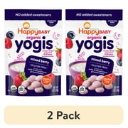 (2 pack) Happy Baby Yogis, Freeze-Dried Baby Snack, Mixed Berry & Yogurt Organic, 1 oz Bag
