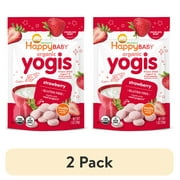 (2 pack) Happy Baby Organics Yogis, Strawberry & Yogurt Organic Freeze-Dried Baby Snack, 1 oz Bag