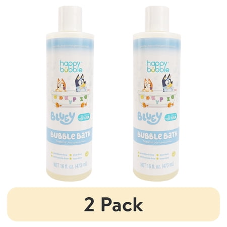 (2 pack) Happy Bubble Bluey Bubble Bath, Rainbow Raspberry Scented, 16oz, All Skin Types