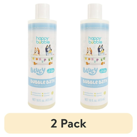 (2 pack) Happy Bubble Bluey Bubble Bath, Rainbow Raspberry Scented, 16oz, All Skin Types