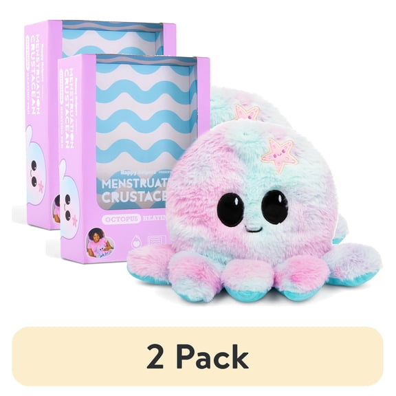 (2 pack) Happy Helpers Menstruation Crustacean Octopus, Microwavable Heating Pad for Cramps, Gifts for Teens