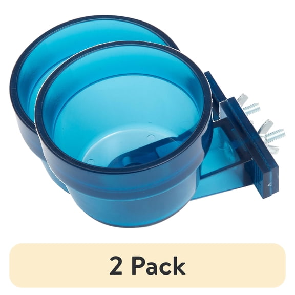 (2 pack) Happy Home Quick Lock Pet Bowl - 10oz, Blue, Small Animals & Birds