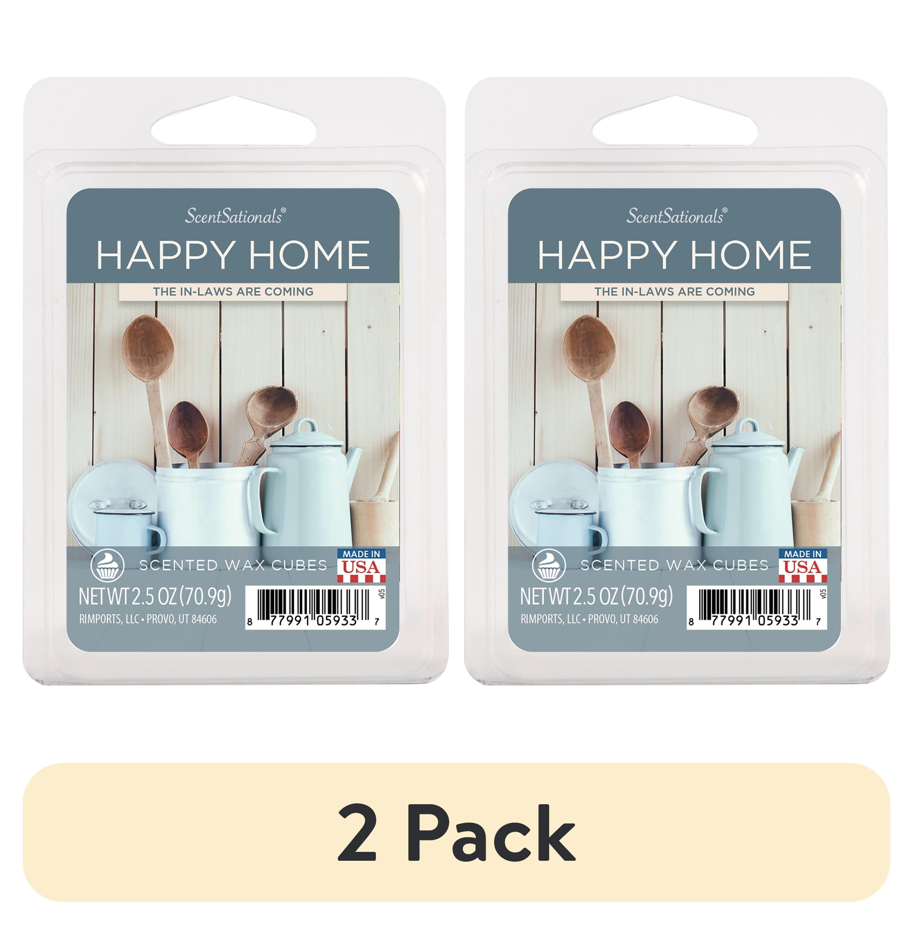 (2 pack) Happy Home Scented Wax Melts, ScentSationals, 2.5 oz (1-Pack)