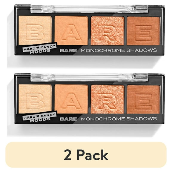 (2 pack) Hard Candy, Moods Shadow Palette, 4 Bold & Buildable Monochromatic Shades, BARE, .10oz