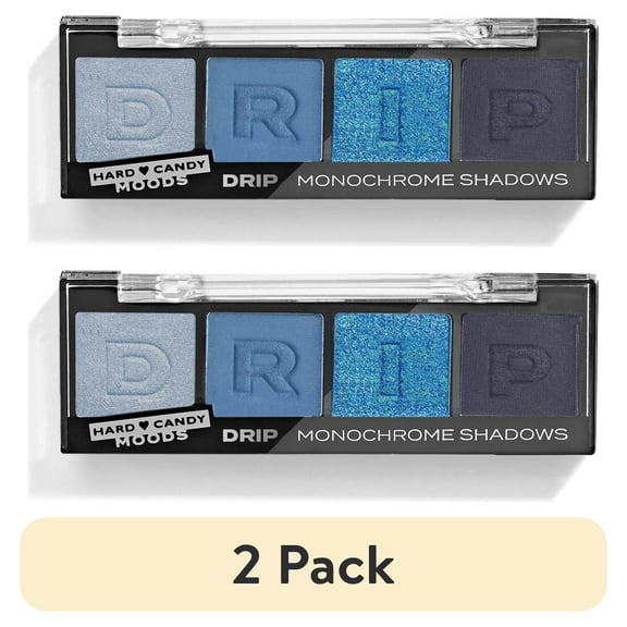 (2 pack) Hard Candy, Moods Shadow Palette, 4 Bold & Buildable Monochromatic Shades, DRIP, .10oz