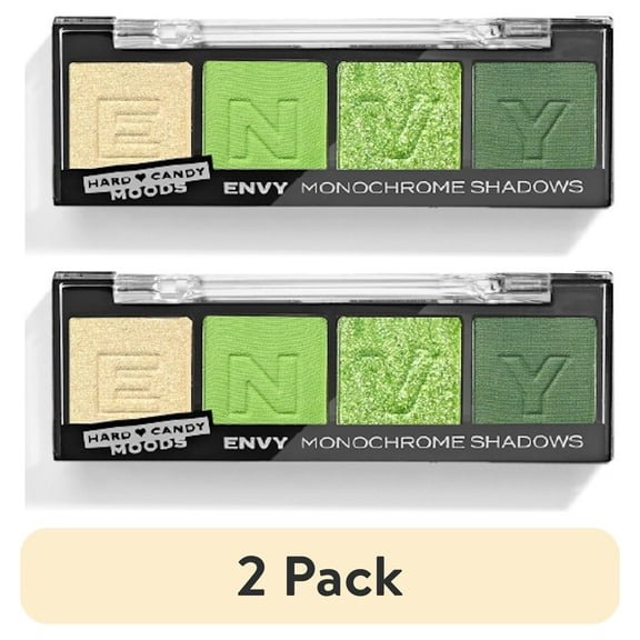 (2 pack) Hard Candy, Moods Shadow Palette, 4 Bold & Buildable Monochromatic Shades, ENVY, .10oz