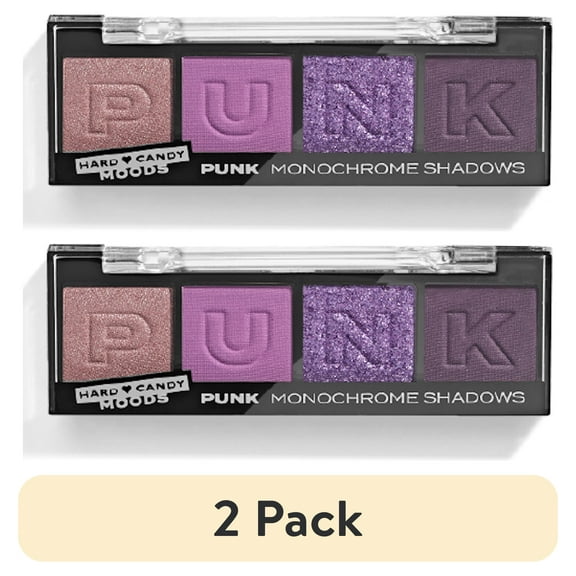 (2 pack) Hard Candy, Moods Shadow Palette, 4 Bold & Buildable Monochromatic Shades, PUNK, .10oz