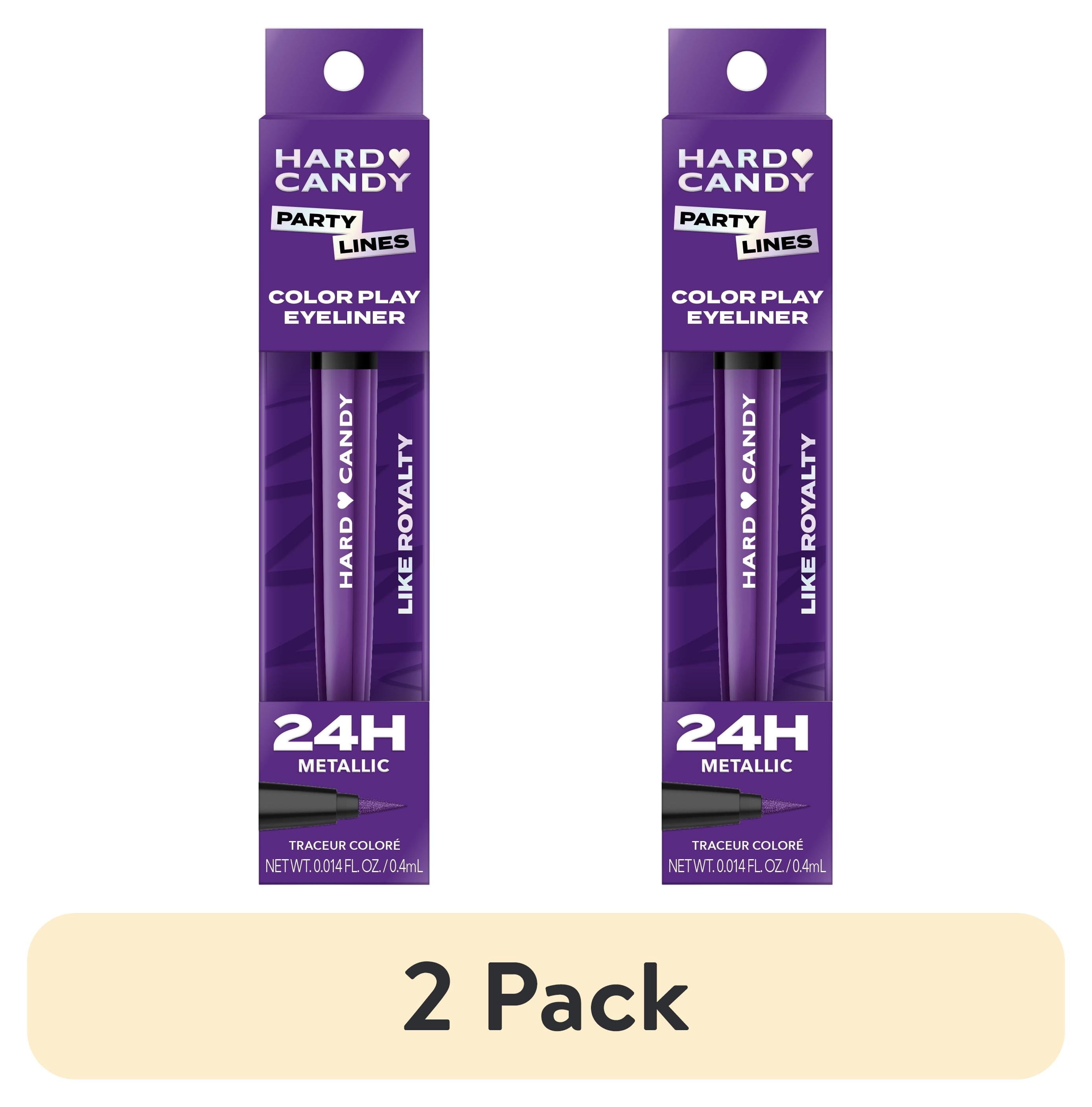 (2 pack) Hard Candy Party Lines Color Play Eyeliner, Liquid Liner, 24HR Wear, Like Royalty, Metallic Purple
