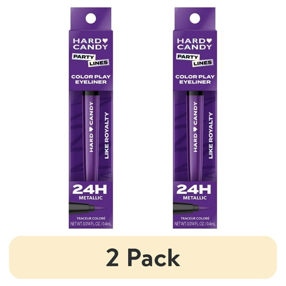 (2 pack) Hard Candy Party Lines Color Play Eyeliner, Liquid Liner, 24HR Wear, Like Royalty, Metallic Purple