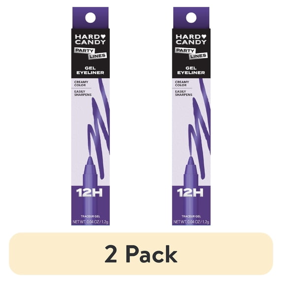 (2 pack) Hard Candy Party Lines Gel Eyeliner, Pencil Liner, 12HR Waterline Safe, Twisted Grape, Matte Purple