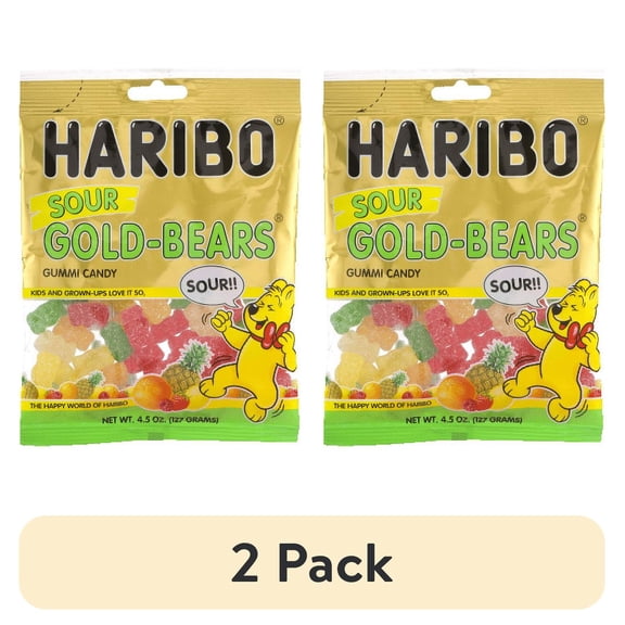 (2 pack) Haribo Sour Gold Bears Gummi Candy, 4.5 Oz
