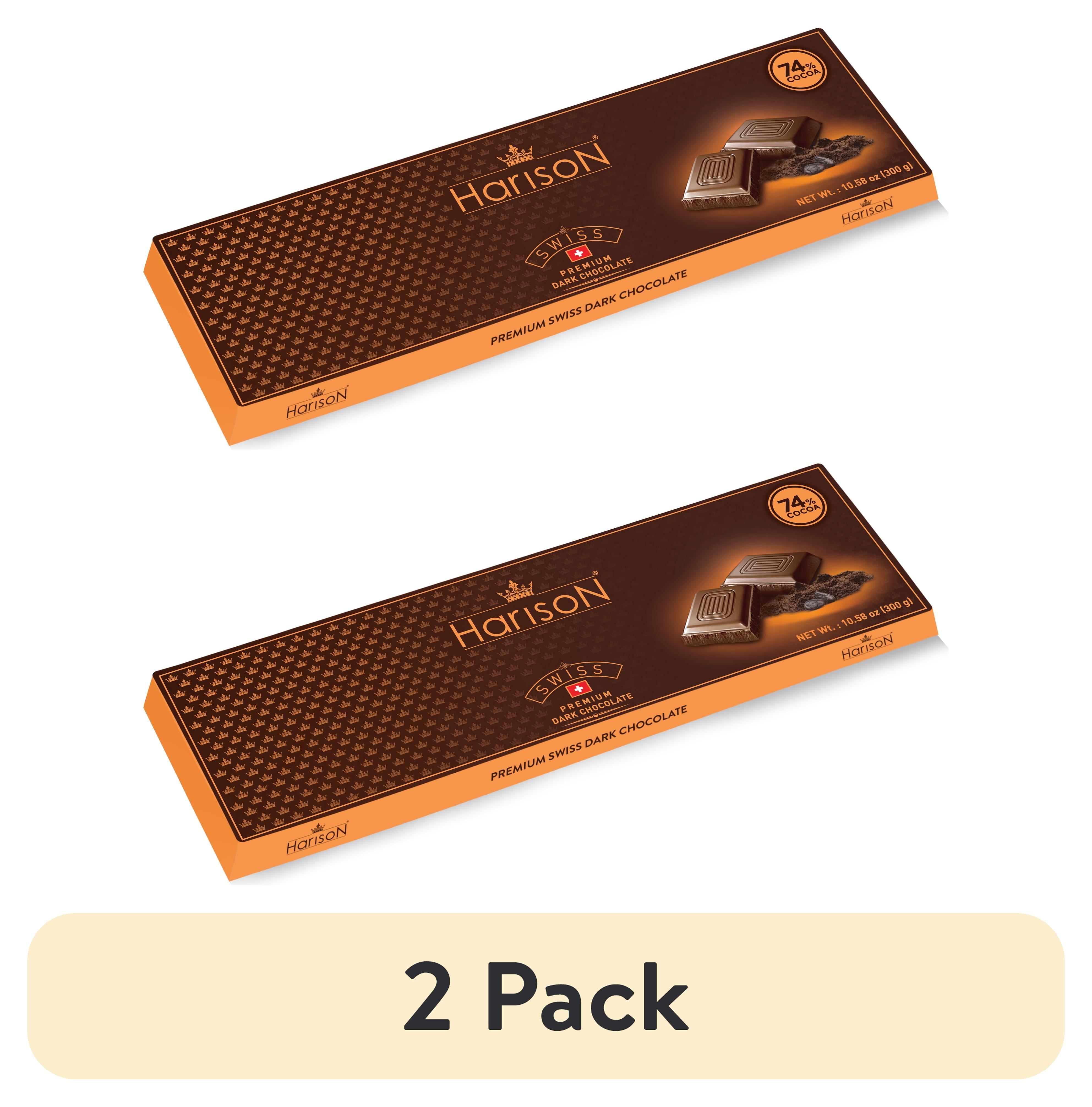 (2 pack) Harison Dark Chocolate 74% Cocoa 10.58 oz- Premium Swiss Chocolate